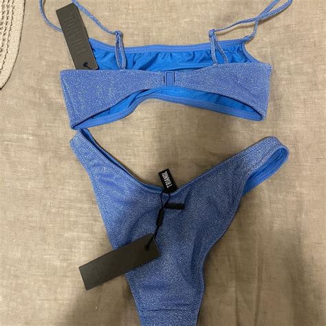 Sparkly Blue Triangl Bikini Size Small Retail For Depop