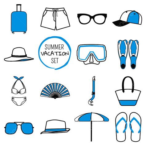 Summer Beach Vacation Vector Hd Images Summer Vacation Set Thing Beach