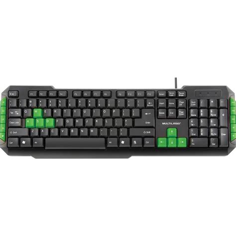 Teclado Multimidia Gamer Teclas Verdes Usb Tc No Shoptime