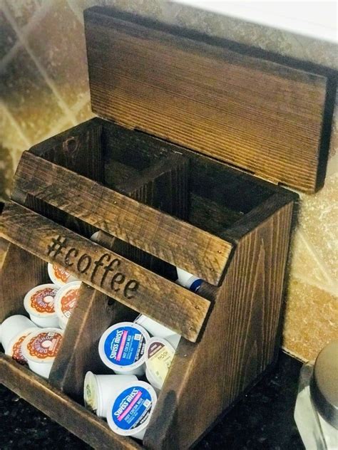 K Cup Holder With Two Sections Etsy Coffee Storage K Cup Holders