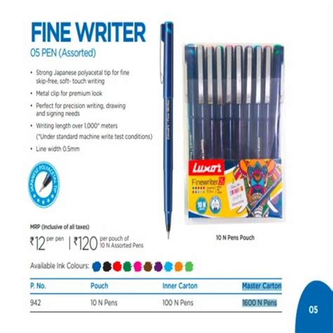 Plastic Luxor Fine Writer 05 Assorted For Writing Model Name Number