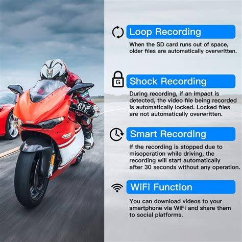 Blueskysea Dv Wide Angle Ch Motorcycle Wifi Gps Dash Cam