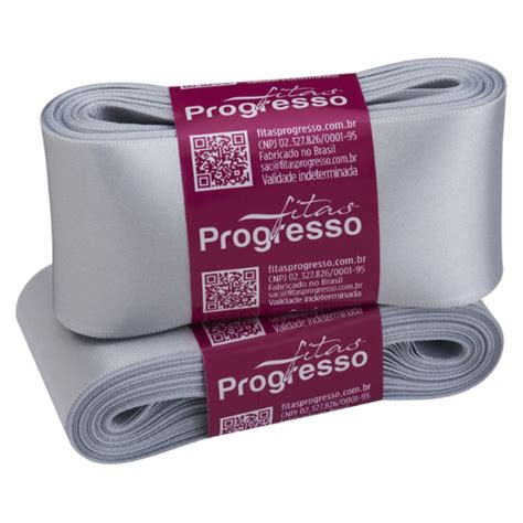 Fita Cetim CF 012 Simples 50mmx10m 084 Prata Progresso