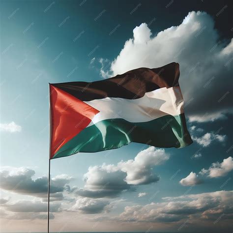 Premium Photo | Palestine national flag waving in the sky