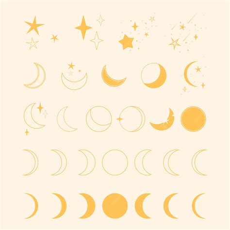 Estrelas da lua fases da lua conjunto de estrelas e luas conjunto de