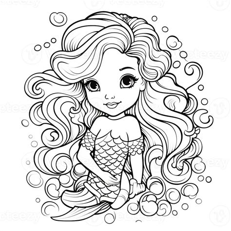 Disegni Da Colorare Di Sirene Per Bambini Stock Photo Su Vecteezy