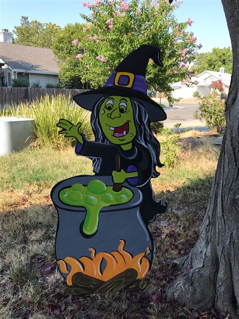 Halloween Wood Decoration Halloween Yard Decor Witch Decor Etsy