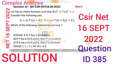 Csir Net September Complex Analysis Question Id Pure