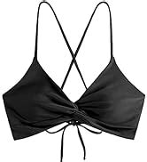 Amazon ZAFUL Women Ribbed Keyhole Tied High Waisted Bikini Spaghetti Straps Two Pieces