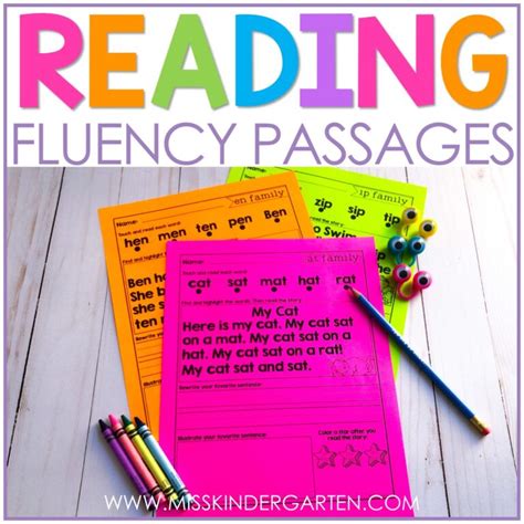 Free Kindergarten Reading Fluency Passages Miss Kindergarten