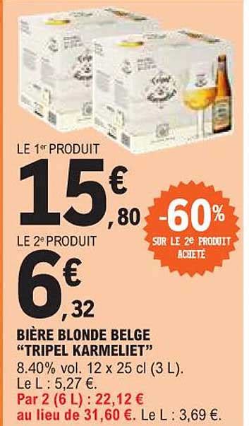 Promo Bière Blonde Belge tripel Karmeliet chez E Leclerc iCatalogue fr