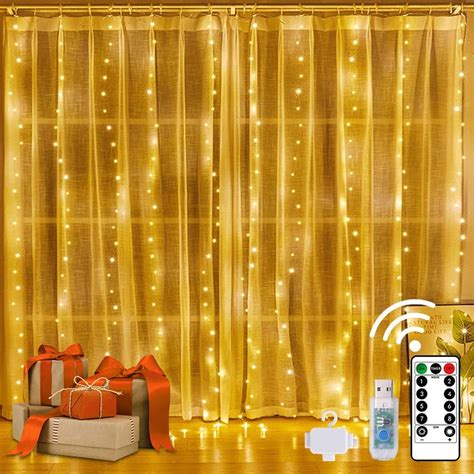 Unihoh 300 Led Curtain Lights Curtain Fairy Lights String Lights 8