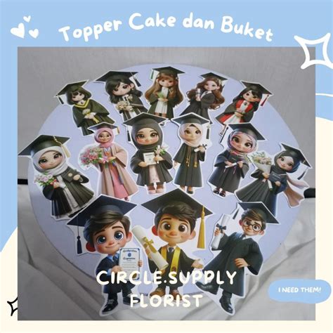 Jual Paket 50pcs Topper Wisuda Termurah Topper Wisuda Karakter