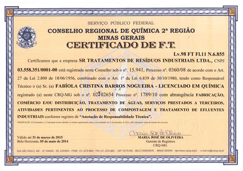 Registro Conselho Regional De Qu Mica Sr Tratamentos