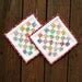 Quilted Pot Holders Vintage Look Hot Pads Feedsack Set Of