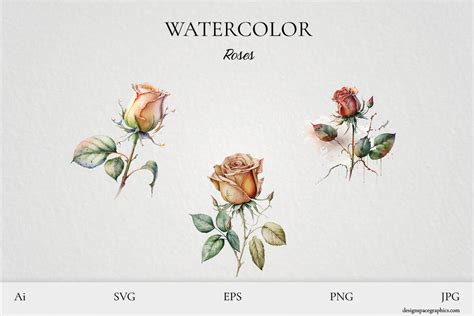 Grunge Watercolor Roses in Light Pastel Graphic by designspacegraphics ...