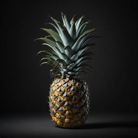 Premium AI Image Realistic Pineapple On Black Background