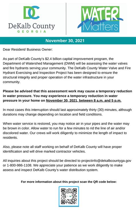 DeKalb County Water Valve and Fire Hydrant Inspection and Exercising