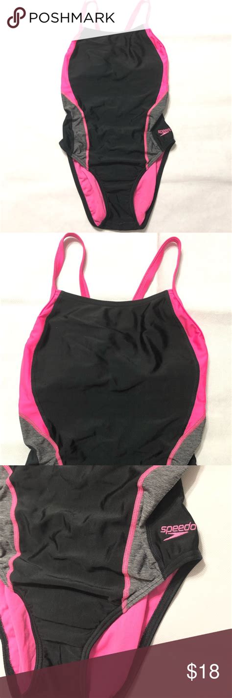 Euc Speedo Swimsuit One Piece Black Pink Size 8 Speedo Splice Flyback