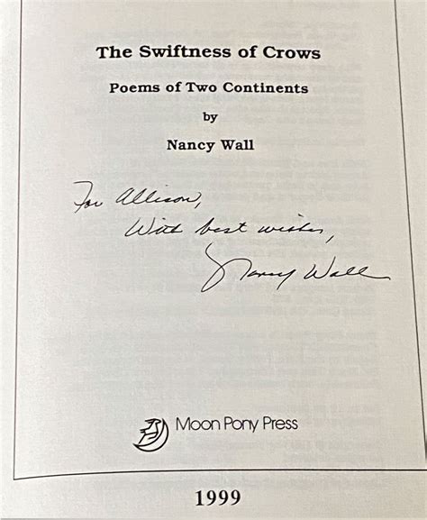 The Swiftness Of Crows Poems Of Two Continents Nancy Wall