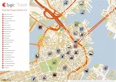 boston printable tourist map sygic travel