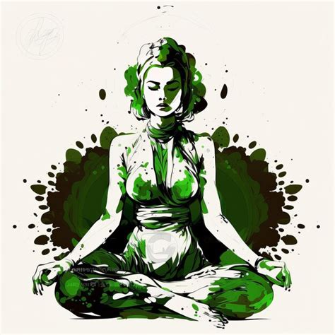 Premium Ai Image June International Yoga Day Green Woman In Lotus