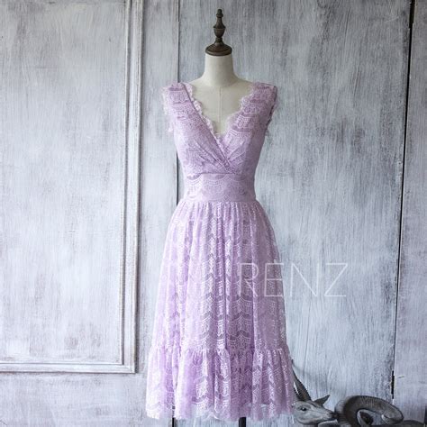 Light Purple Lace Bridesmaid Dressshort Orchid Elegant