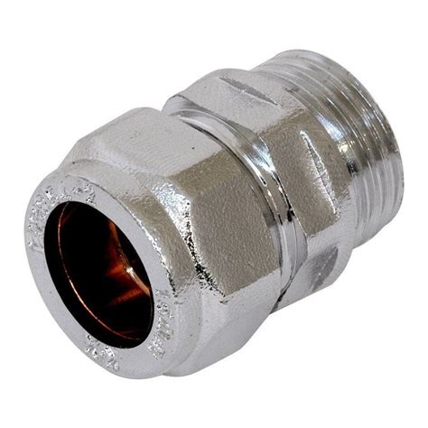 Chrome Compression Male Iron Coupler 15mm X 12