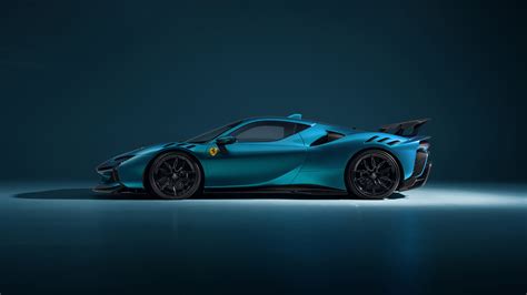 法拉利sf90 Stradale 蓝色跑车 电脑壁纸1920x1080高清大图彼岸桌面