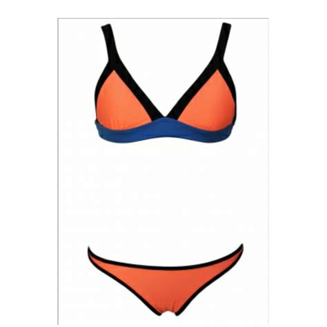 Trimmed Triangle Bikini With Clasp Orange Emfed