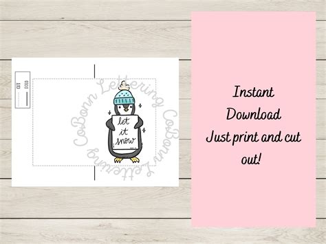 Printable Penguin Christmas Card Kids Christmas Card Merry - Etsy