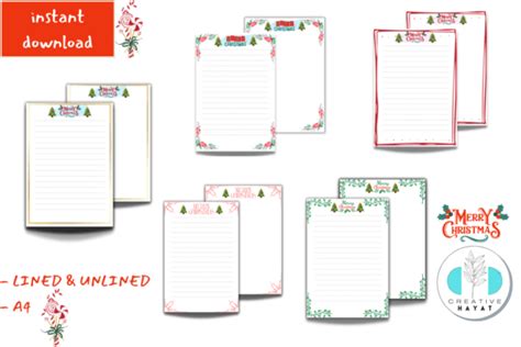 10 Printable Christmas Stationary Papers Graphic By Creativehayat