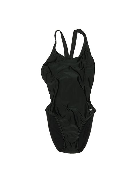 Speedo Solid Black One Piece Swimsuit Size 8 41 Off Thredup