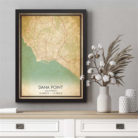 Vintage Dana Point California Map Poster Modern Home Decor Wall Art