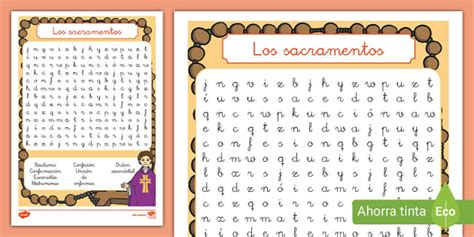 Sopa de letras Los sacramentos Religión Twinkl