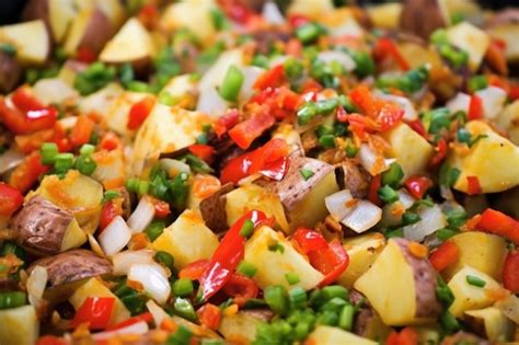 Closeup De Salada De Batata Para Churrasco Com Uma Mistura Visível De