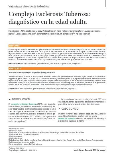 Complejo Esclerosis Tuberosa diagnóstico en la edad adulta