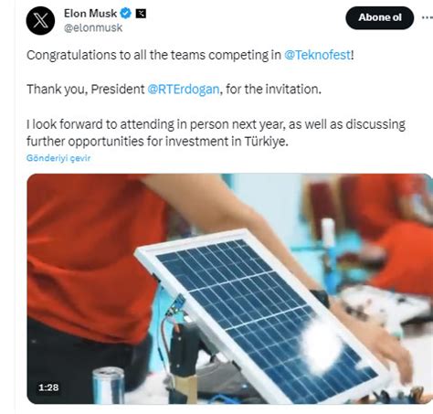 Elon Musk tan Teknofest yanıtı Video ile paylaştı