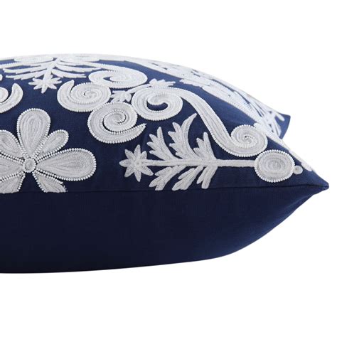 Indigo Collection Lucia Hand Embroidered Swirl Cushion | daals