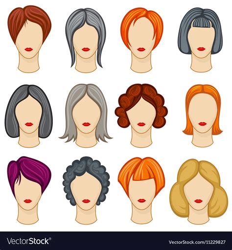 Womens cartoon hair hairstyles collection Vector Image