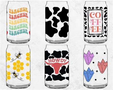 16oz Glass Beer Can Wrap Svg Bundle Glass Can Wrap Svg Can Etsy Australia