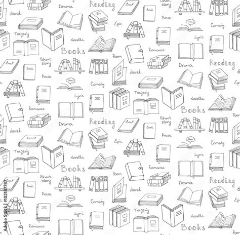 Seamless background hand drawn doodle Books and Reading set Vector illustration Sketchy book ...