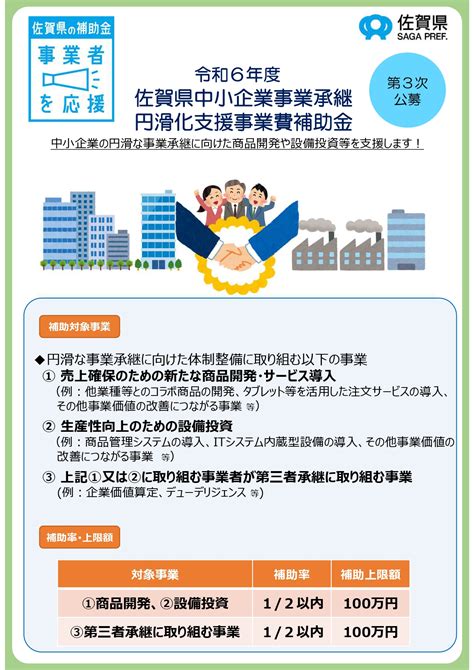 佐賀県事業承継円滑化支援補助金第3次公募のお知らせ 上峰町商工会