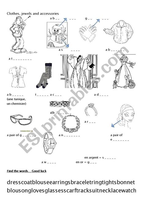 Clothes Jewels And Accessories Esl Worksheet By Florenceconrard