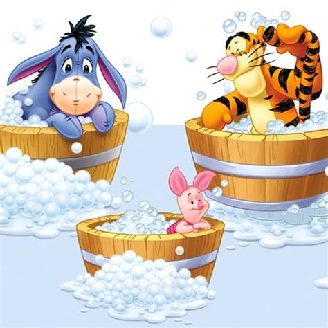 Winnie The Pooh Tigger And Piggy In Bath Tubs With Bubbles