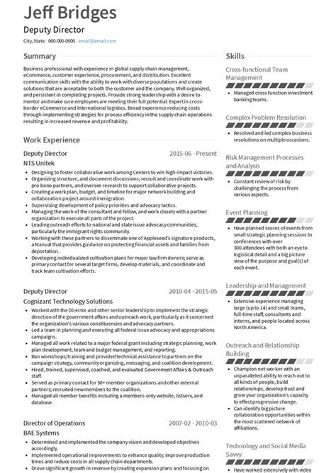 Deputy Director Resume Samples and Templates | VisualCV