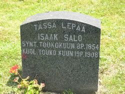 Isaak Salo 1854 1908 Find A Grave Memorial