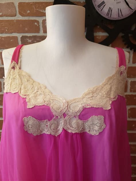 1950s Babydoll Pink And Lace Nightie Vintage Wedding Lingerie Negligee Etsy