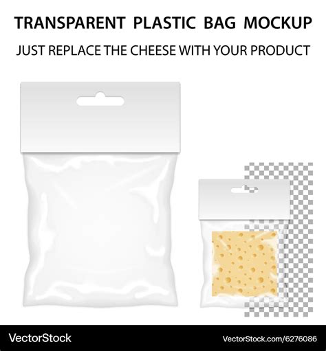 Transparent plastic bag mockup ready for your Vector Image