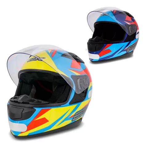 Capacete Moto Ebf Fechado E X Titanium Azul Laranja Amarelo